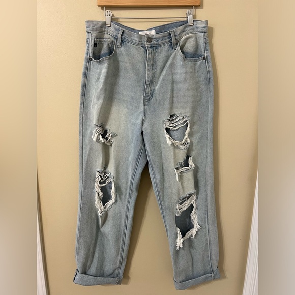 KanCan 90s Ripped High Waisted Boyfriend Jeans - Picture 1 of 4